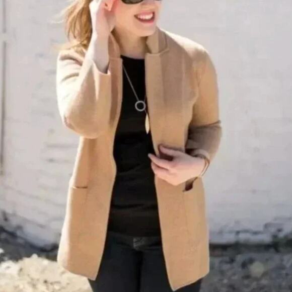 J. CREW Sophie Open Front Sweater Blazer Tan Camel {Y37} - Picture 2 of 10
